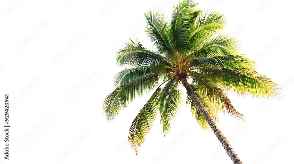 Poster Coconut palm tree isolated on white backgroundCollection of palm tree : Generative AI