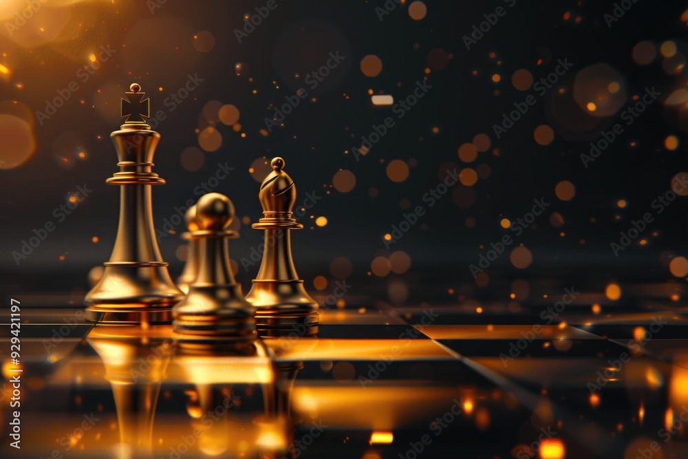 Poster a collection of chess pieces arranged on a chessboard