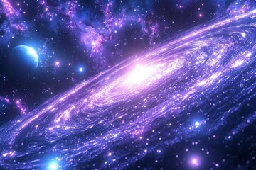 Fototapeta premium Space cosmic illustration with planets scene created with Generative AI