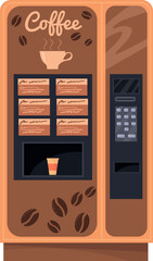 Coffee vending machine. Automatic cartoon espresso maker