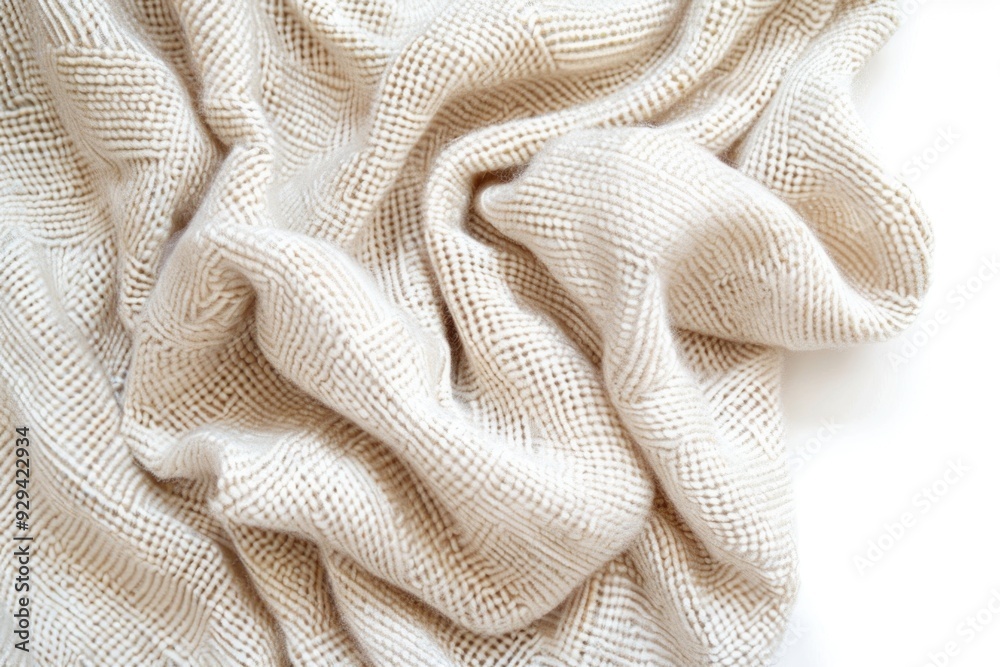 Aufkleber a close-up view of a blanket on a white surface, perfect for use in product photography or design pr