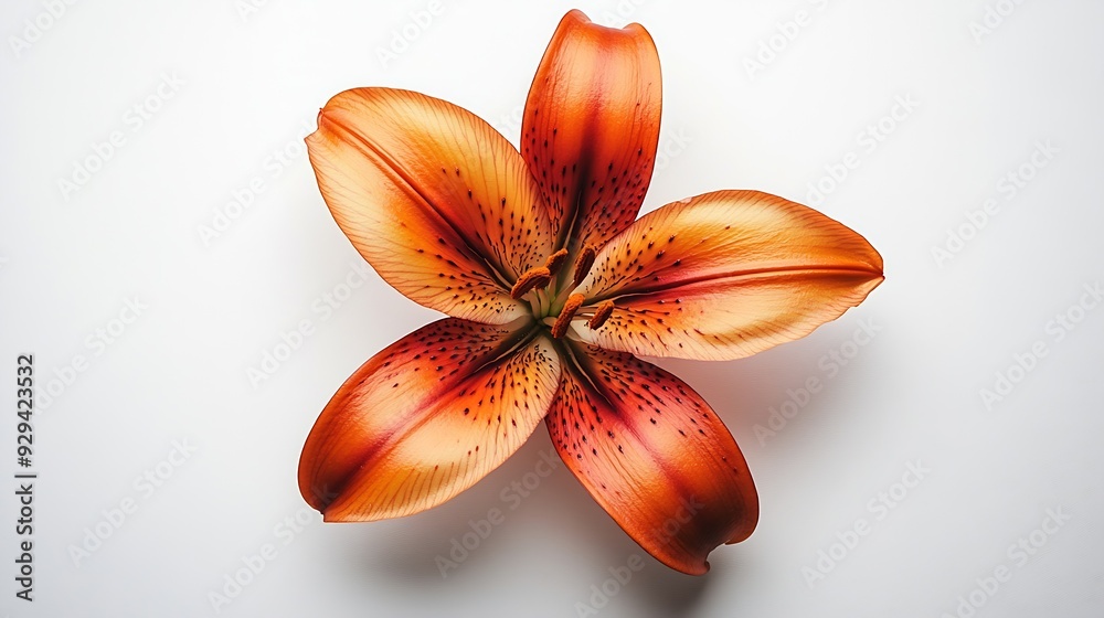 Poster Lily  flower  on white isolated background with clipping path  Closeup For design View from above  Nature : Generative AI