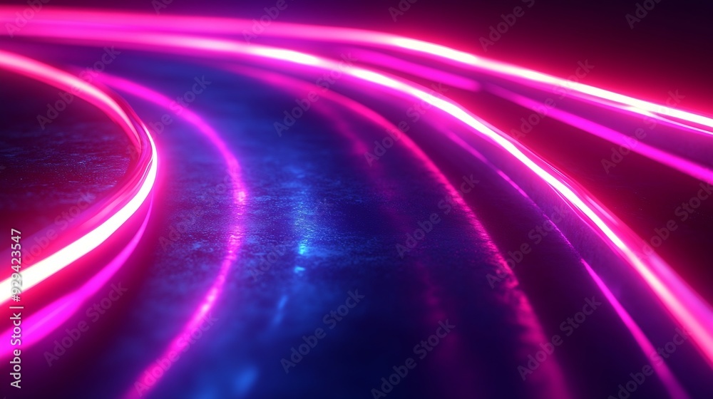 Poster 3d rendering glowing lines neon lights abstract psychedelic background ultraviolet vibrant colors High quality photo : Generative AI