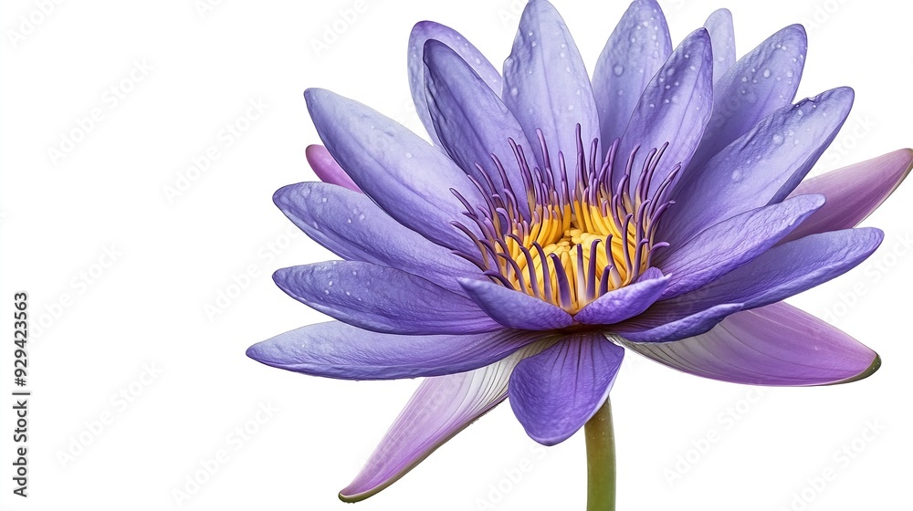 Poster purple water lily blooming water lily flower isolated on white background with clipping path : gener