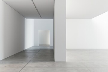 Obraz premium A simple, empty room with white walls and floor