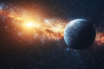 Space cosmic illustration with planets scene created with Generative AI