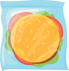 Burger plastic bag. Takeaway lunch color icon