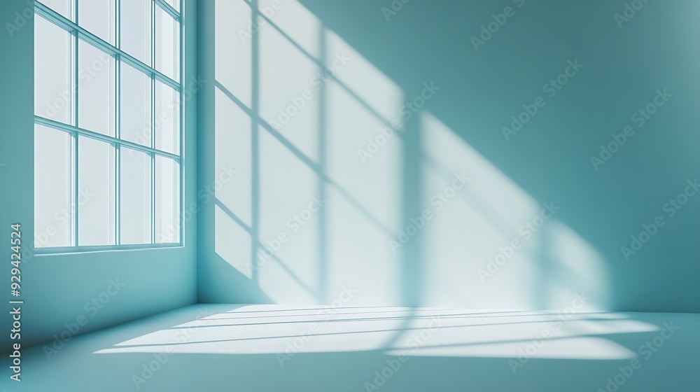 Fototapete light soft minimal background mockup for product presentation corner of room with shadows from diffe