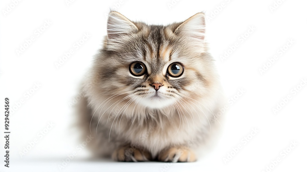 Poster persian longhair cat felis silvestris catus is characterised by a round face and short muzzle with s