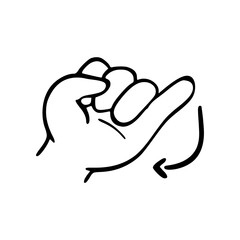 Finger gesture icon. Hand gesture icon. fingers language outline