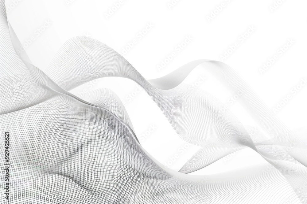 Poster A close-up view of a wave-like fabric texture in monochrome