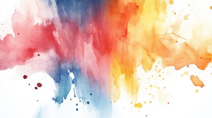 Vibrant Blend Of Red, Blue, And Yellow Watercolor Splashes Creating A Dynamic, Colorful Abstract Artwork.