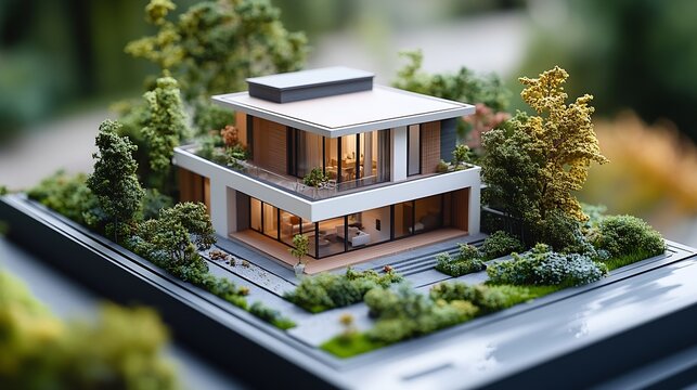 Volumetric project of house Layout of a house with an open roof Miniature layout of a cottage top view Building model as a symbol of architectural business Design in architectural bure : Generative AI