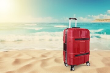 Ready for a vacation. Suitcase at sea Beach