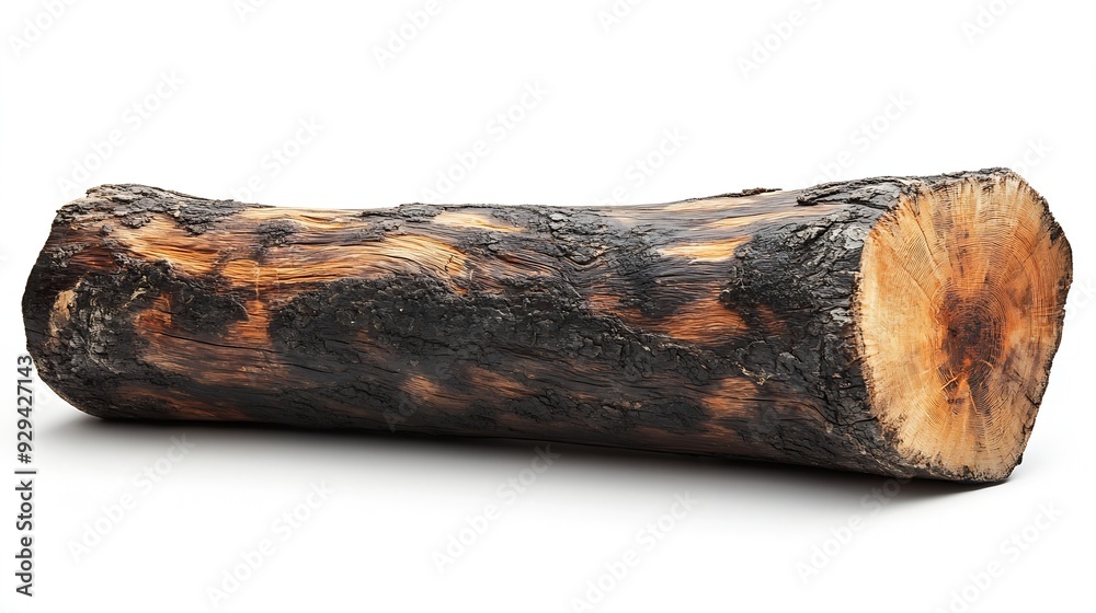 Poster wood log isolated on a white background : generative ai