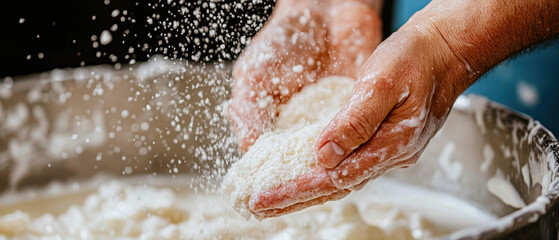 Organic soapmaking process, natural ingredients being mixed