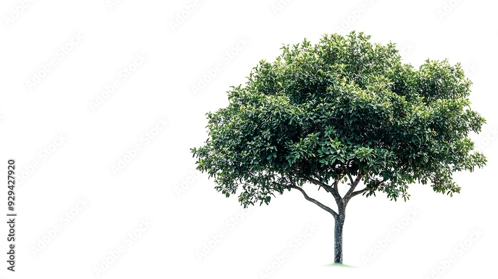 Poster Isolated green tree on white background Trees isolated on white background tropical trees isolated used for design advertising and architecture : Generative AI