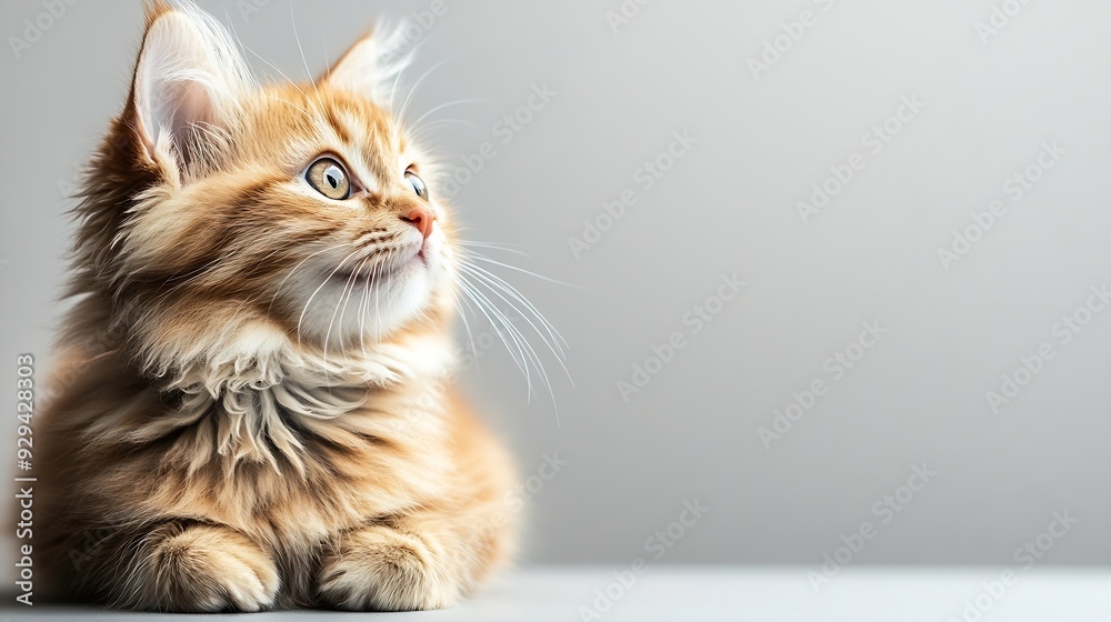 Aufkleber sitting sweety cat looking aside portrait on transparent background : generative ai