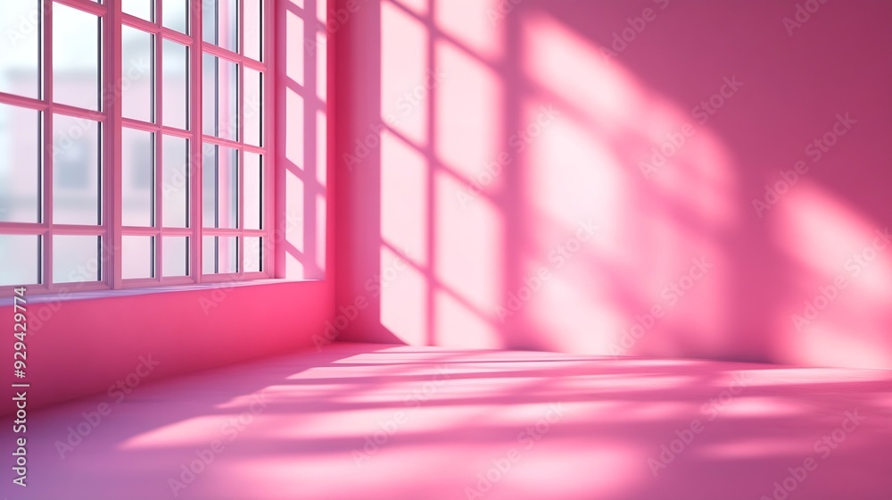 Leinwandbilder Abstract pink studio background for product presentation Empty gray room with shadows of window Display product with blurred backdrop : Generative AI