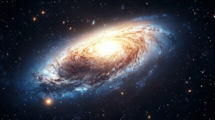 Fototapeta premium A stunning depiction of a spiral galaxy in deep space, showcasing cosmic beauty and mystery.