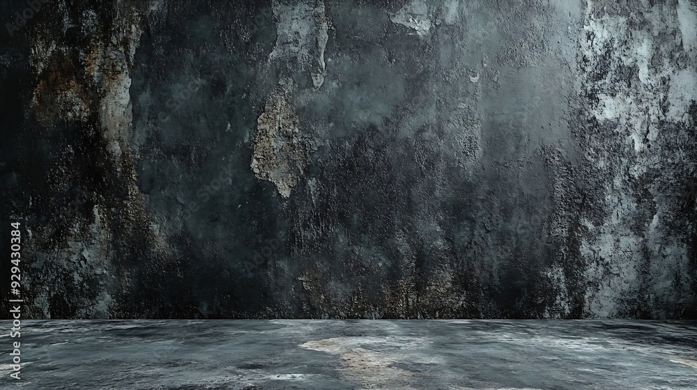 Aufkleber dark concrete wall and floor background three dimensional room for mock up or product display : Generative AI