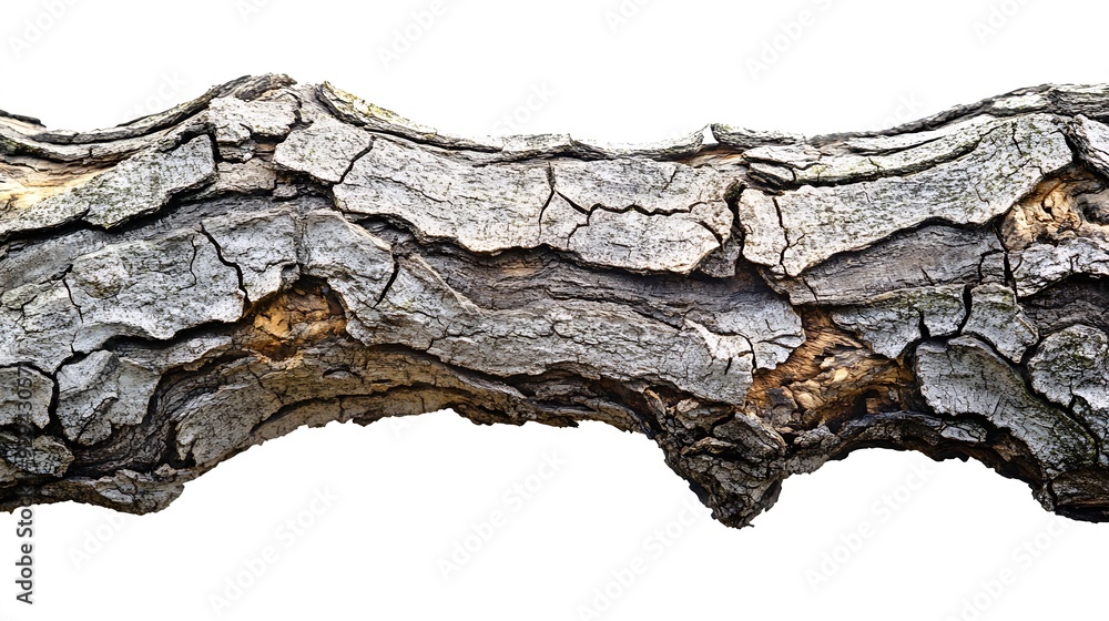 Aufkleber branch tree dry cracked dark bark isolated on white background clipping path : generative ai