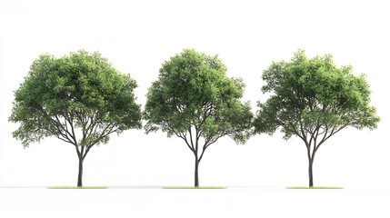 Trees isolated on white background isolated used for design advertising and architecture : Generative AI