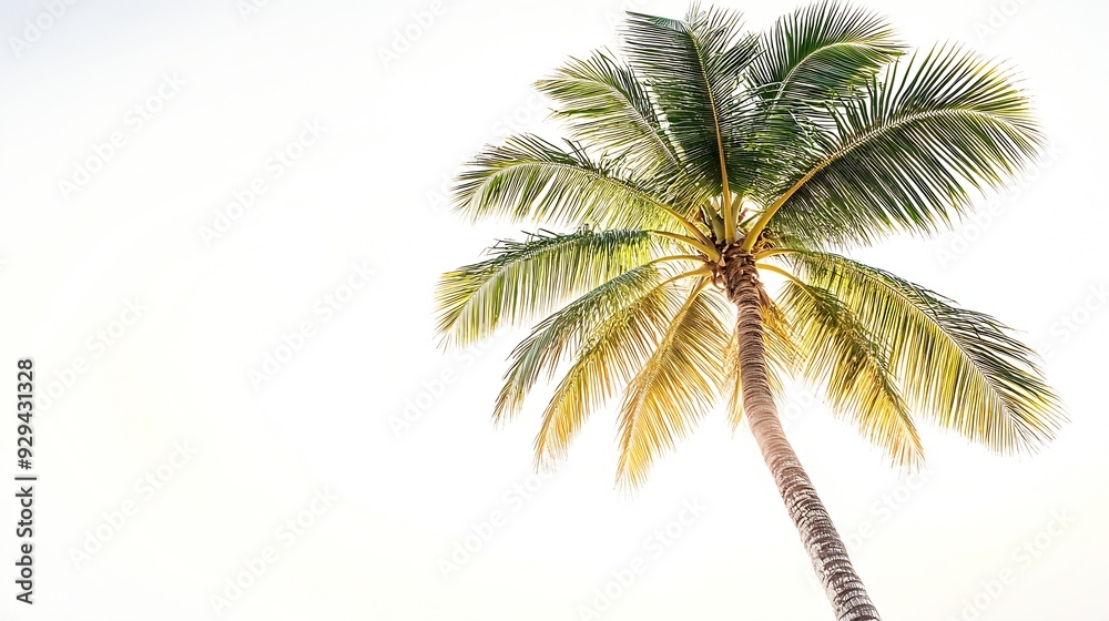 Poster coconut palm tree isolated on white backgroundcollection of palm tree : generative ai