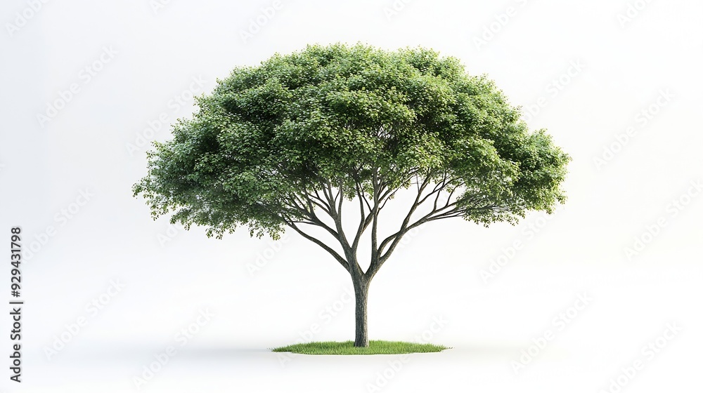 Poster Isolated green tree on white background Trees isolated on white background tropical trees isolated used for design advertising and architecture : Generative AI