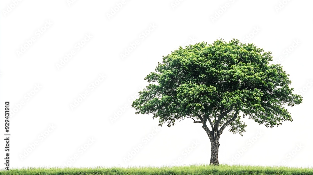 Poster single big tree isolated on white background tropical wood plant for advertising architecture design