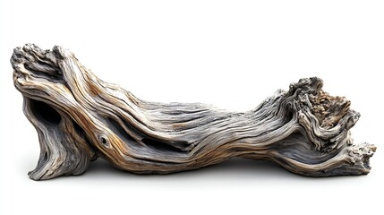 Driftwood tree root for decorating isolated on white background with clipping path : Generative AI