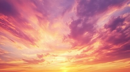 Obraz premium A stunning sunset with vibrant clouds in shades of orange, pink, and purple.