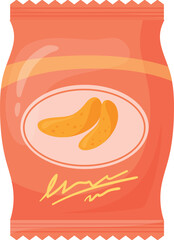Potato chips plastic pack. Snack cartoon icon