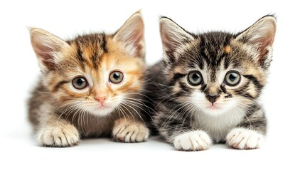 Obraz premium Two small kittens isolated on a white background : Generative AI