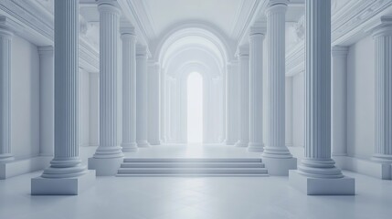 Fototapeta premium 3d Simple white elegant symmetrical background product display : Generative AI