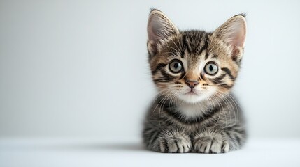 cute tabby kitten on white background : Generative AI