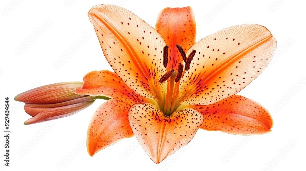 Poster Lily  flower  on white isolated background with clipping path  Closeup For design View from above  Nature : Generative AI