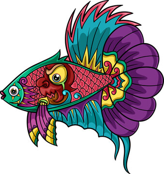 recommend clip art: Colorful fish zentangle arts isolated