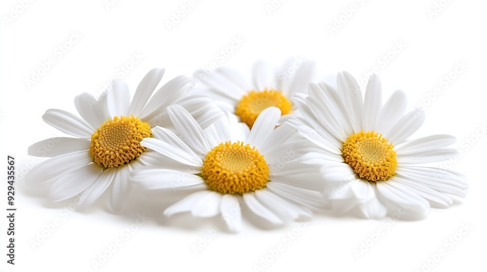 Poster chamomile flower beautiful and delicate on white background chamomile or daisies isolated on white background with clipping path : Generative AI