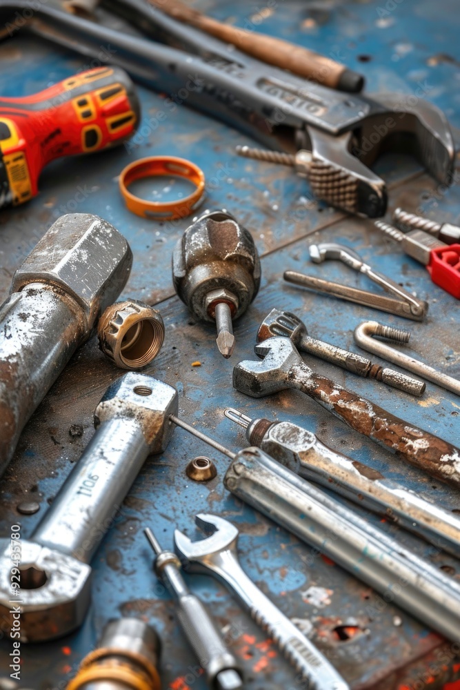 Poster a collection of various tools laid out on a table