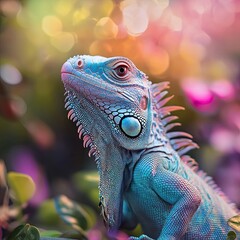 Fototapeta premium Iguana isolated on abstract background