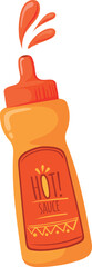 Hot sauce bottle cartoon icon. Sriracha spice
