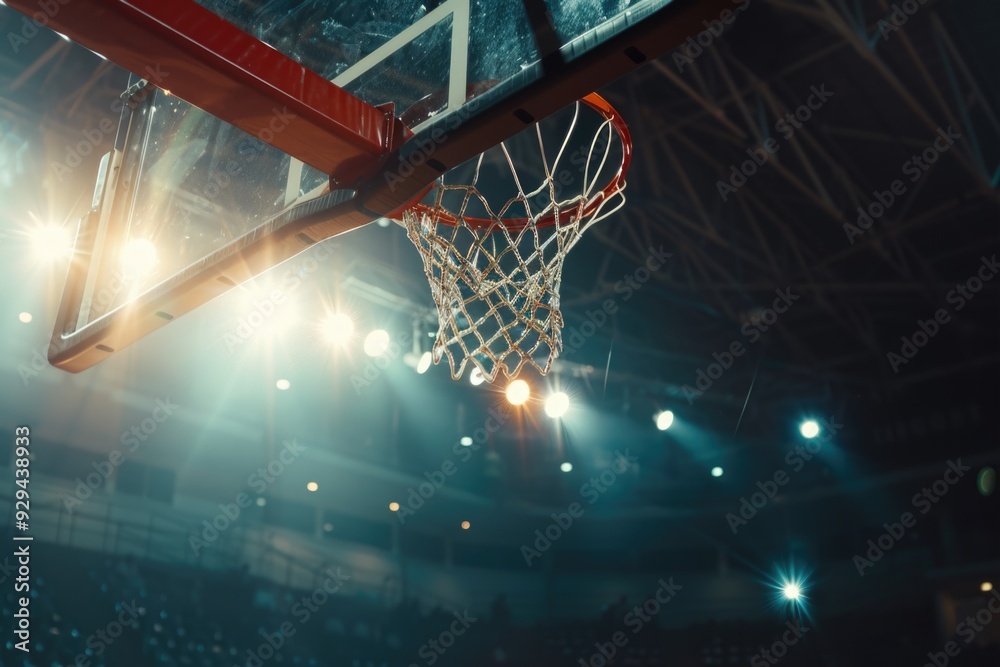 Poster a basketball net with a ball going through it