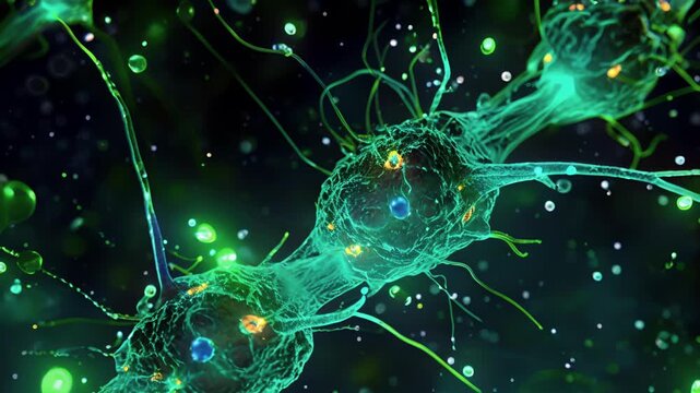 A confocal microscopy image revealing the location of ligandgated ion channels at the tips of dendritic spines facilitating communication with other neurons.