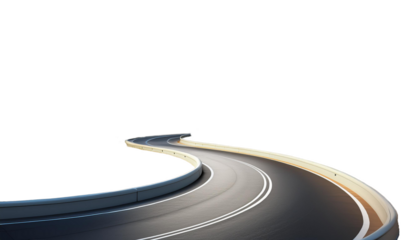 3d winding road curve on transparency background