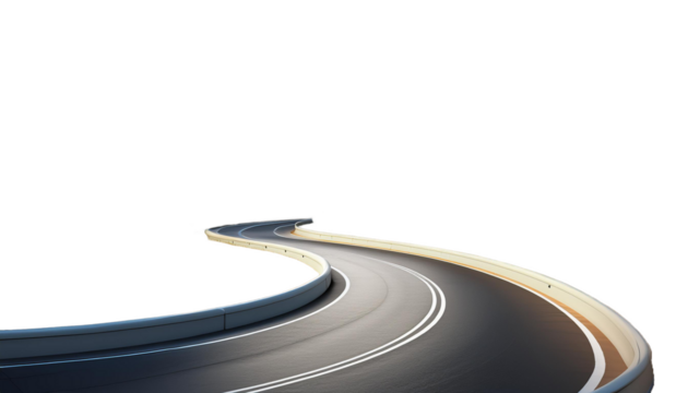 3d winding road curve on transparency background