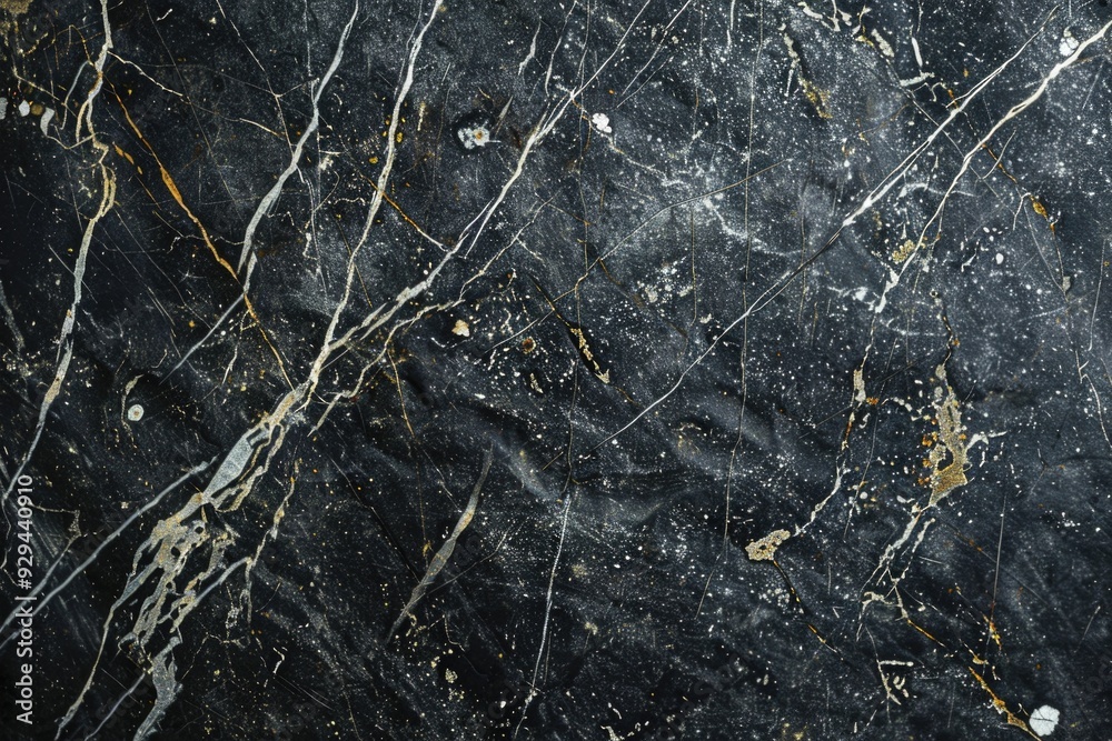 Poster a close-up shot of a black marble surface with subtle veining and texture