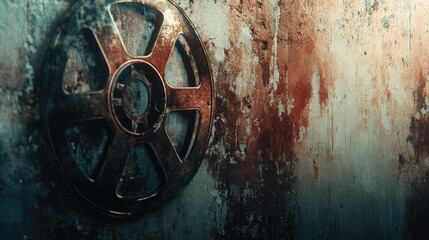 Obraz premium Old film reel with scratches and dust, perfect for a retro cinematic theme.