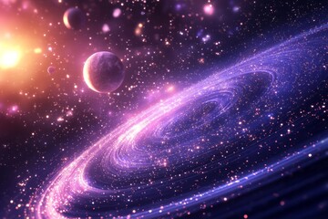 Fototapeta premium Space cosmic illustration with planets scene created with Generative AI