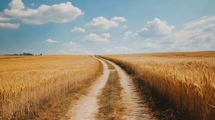 Fototapeta premium Country Road in a Wheat Field